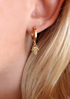 Hamsa 18k Gold Filled Charm Earring